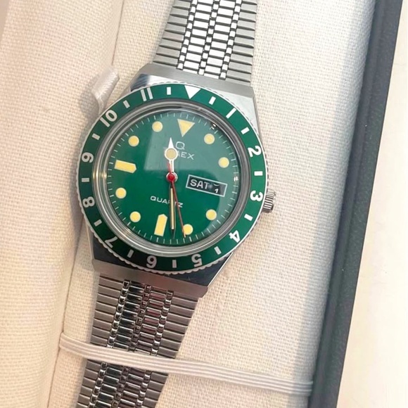 Timex Other - Timex Q Green Dial Reissue – Stainless Steel Retro Watch w/ Box